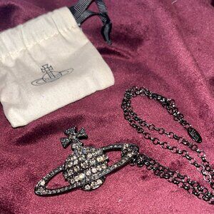 Vivienne Westwood Gunmetal Orb Pendant and Chain